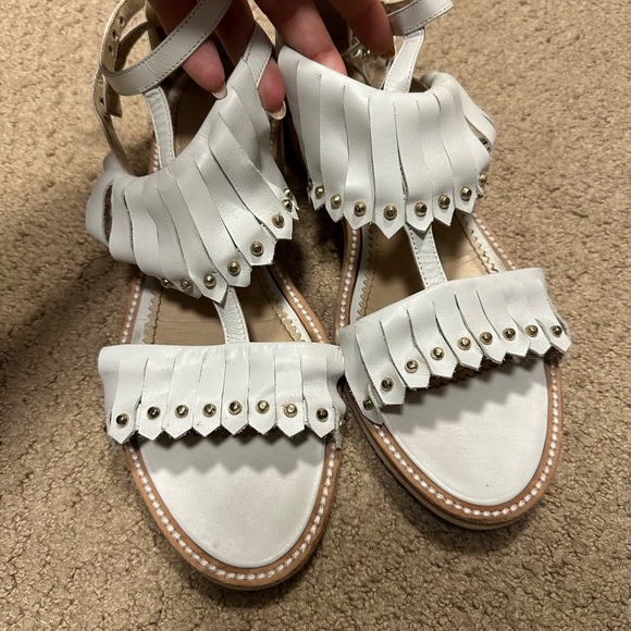 Aperlai Loula White Leather Studded Sandals - Picture 4 of 8